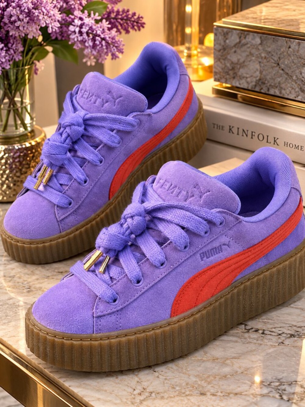 Puma Fenty Rihanna Purple Suede Platform Sneakers Womens 7.5